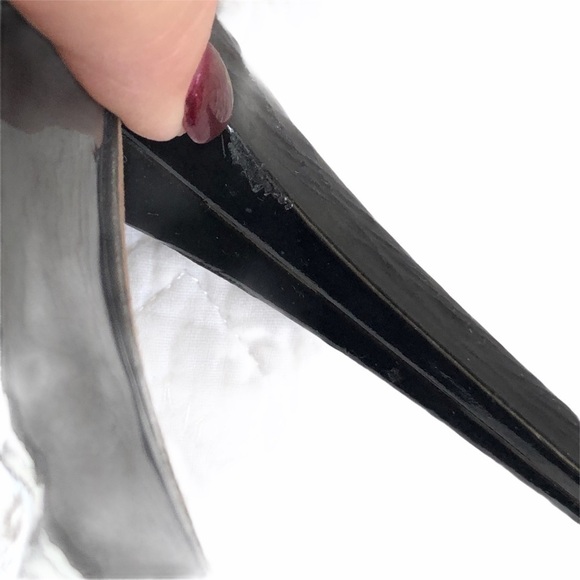 Vera Wang Lavender Black Patent Peep Toe Heels - Picture 12 of 13